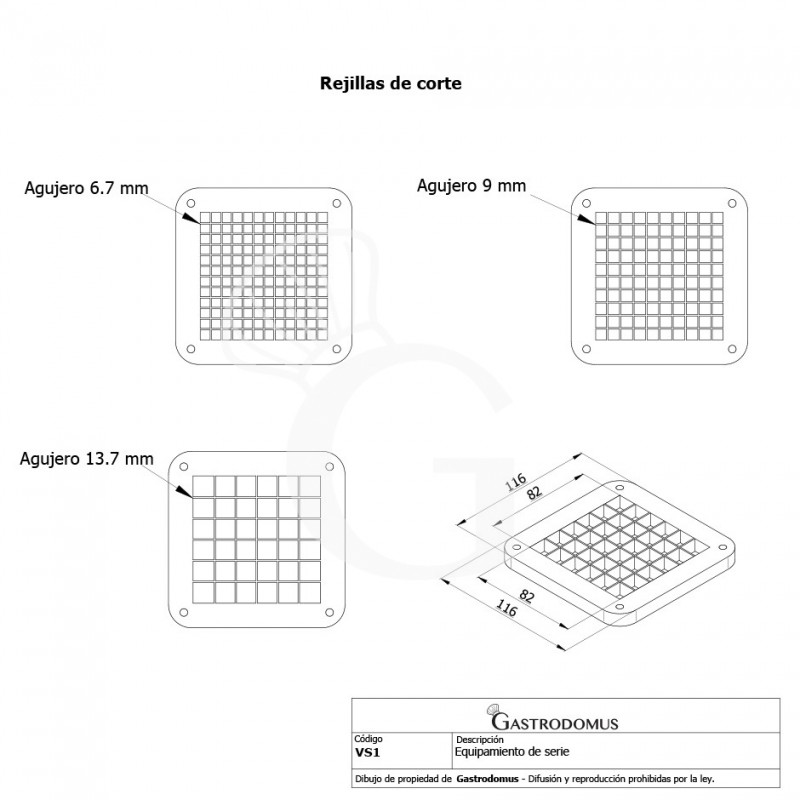 Cortador manual de frutas y verduras palitos L 220 mm x P 175 mm x A 675 mm