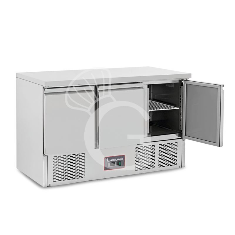 Saladette refrigerada, 3 puertas, temperatura +2°C/+8°C, encimera de acero inoxidable