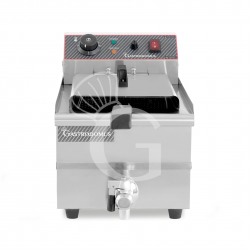Freidora eléctrica de sobremesa con grifo, 1 cuba de 10 L, potencia 3 kW Monofásica