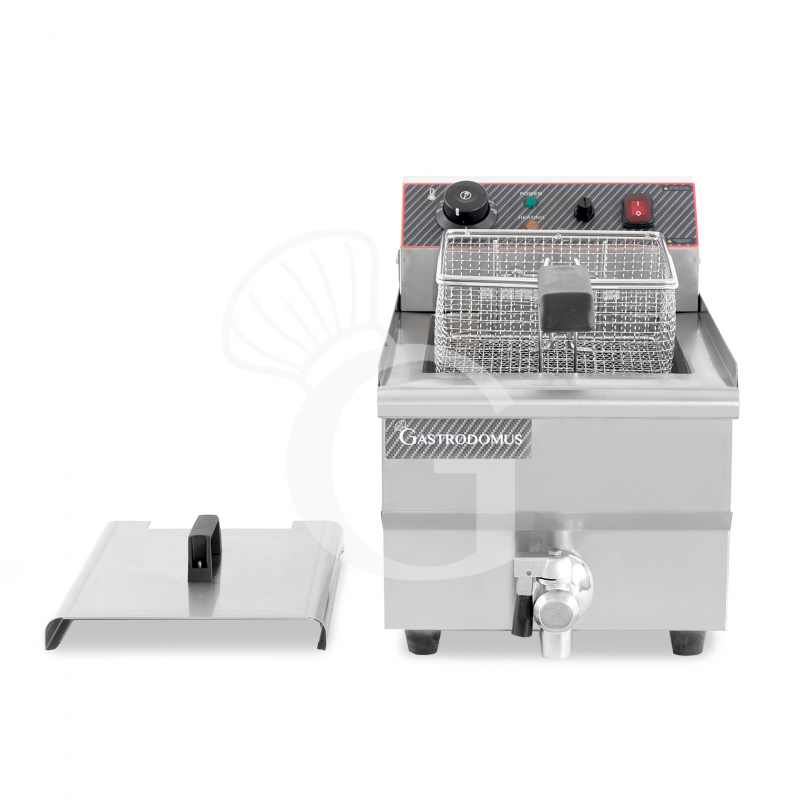Freidora eléctrica de sobremesa con grifo, 1 cuba de 10 L, potencia 3 kW Monofásica