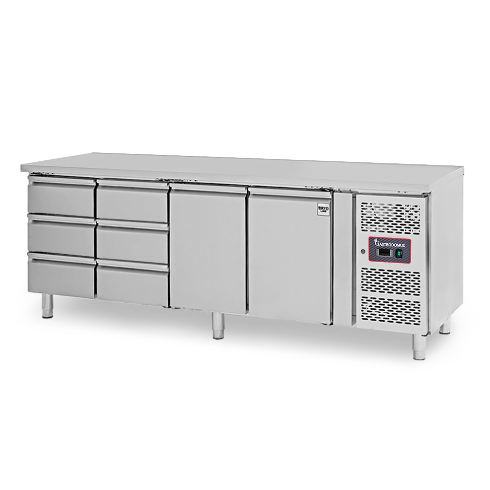 Mesa Refrigerada 6 Cajones 2 Puertas 700 mm de profundidad -2°C/+8°C