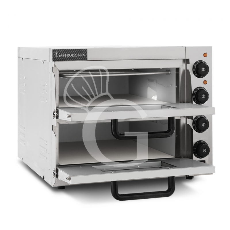 Horno pequeño eléctrico 1 pizza diámetro 320 mm 2 cámaras control mecánico temperatura 350°C potencia 3 Kw