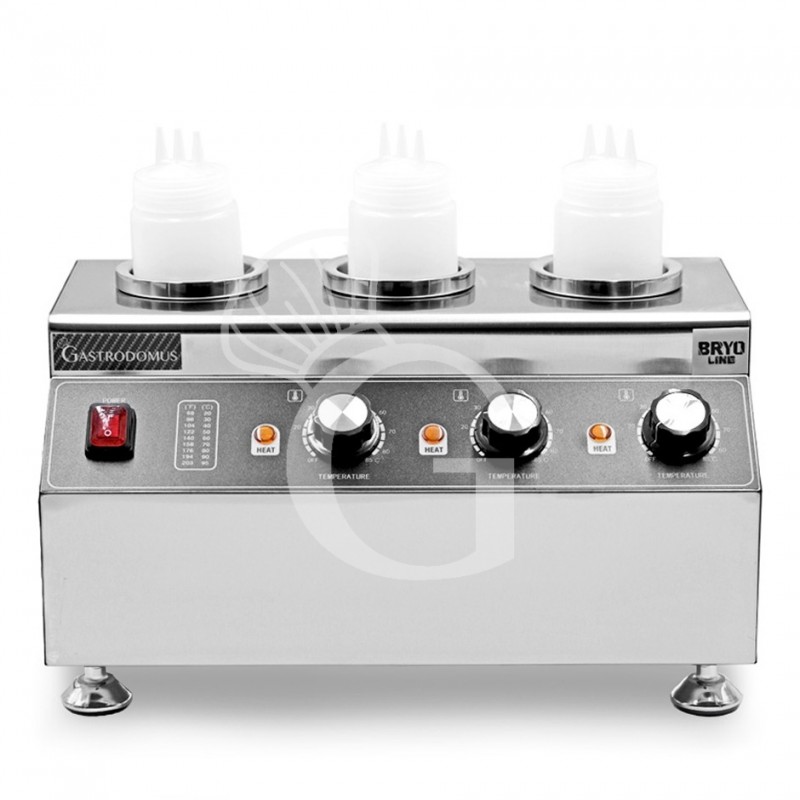 Calentador de salsas eléctrico  - 3 cubas con dispensador de 650 ML de capacidad cada uno
