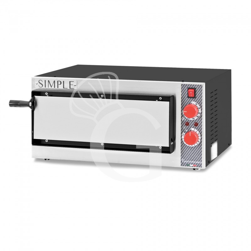 Horno pequeño eléctrico 1 Pizza diámetro 320 MM 1 Cámara Control mecánico Temperatura 320°C potencia 1,6 Kw