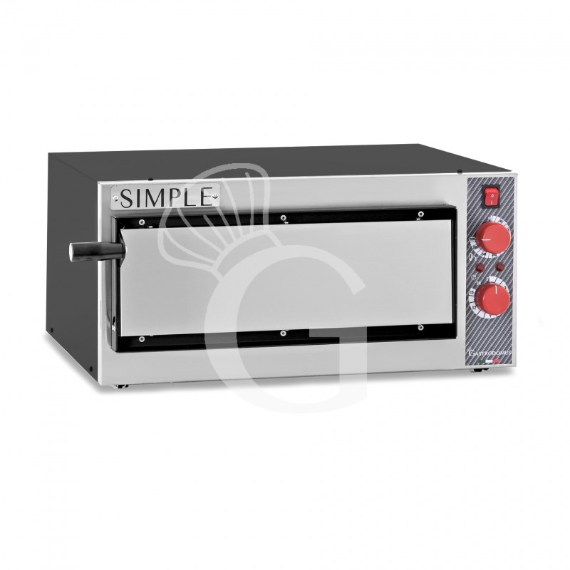 Horno pequeño eléctrico 1 Pizza diámetro 320 MM 1 Cámara Control mecánico Temperatura 320°C potencia 1,6 Kw