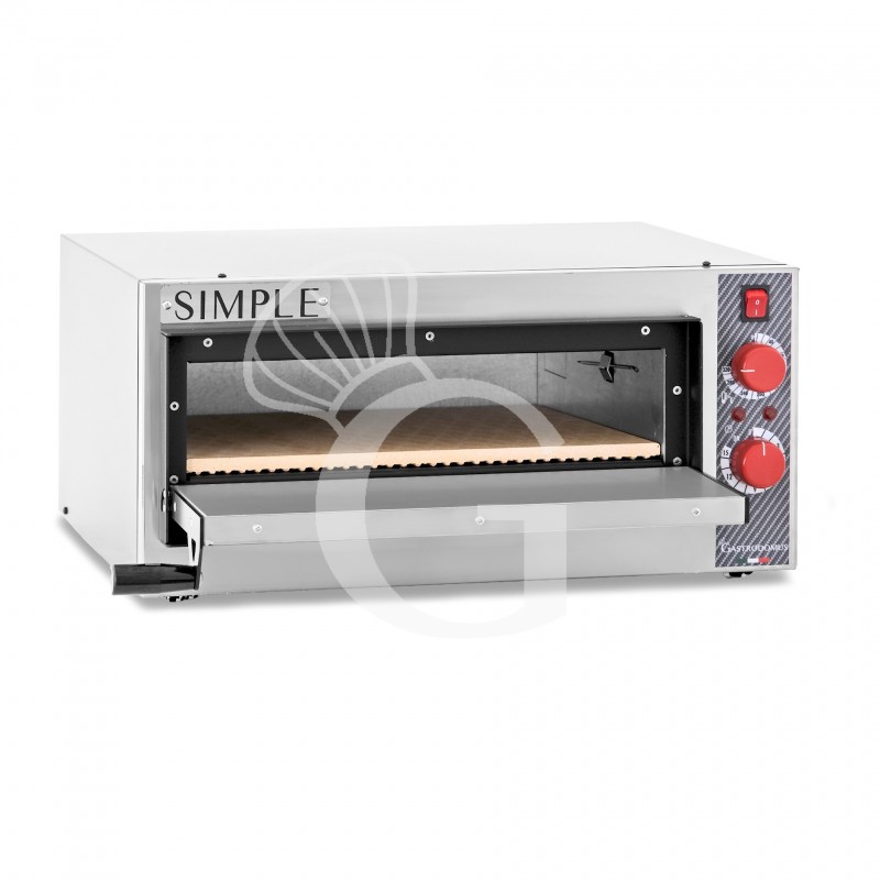 Horno pequeño eléctrico 1 Pizza diámetro 320 MM 1 Cámara Control mecánico Temperatura 320°C potencia 1,6 Kw