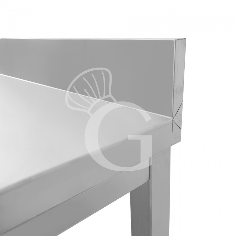 Mesa de acero inoxidable con peto trasero L 1200 mm x P 700 mm x A 965 mm