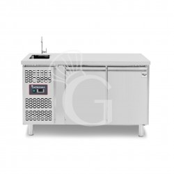 Mesa refrigerada 2 puertas con fregadero y grifo, 700 mm de profundidad +2°C/+8°C motor a la izquierda