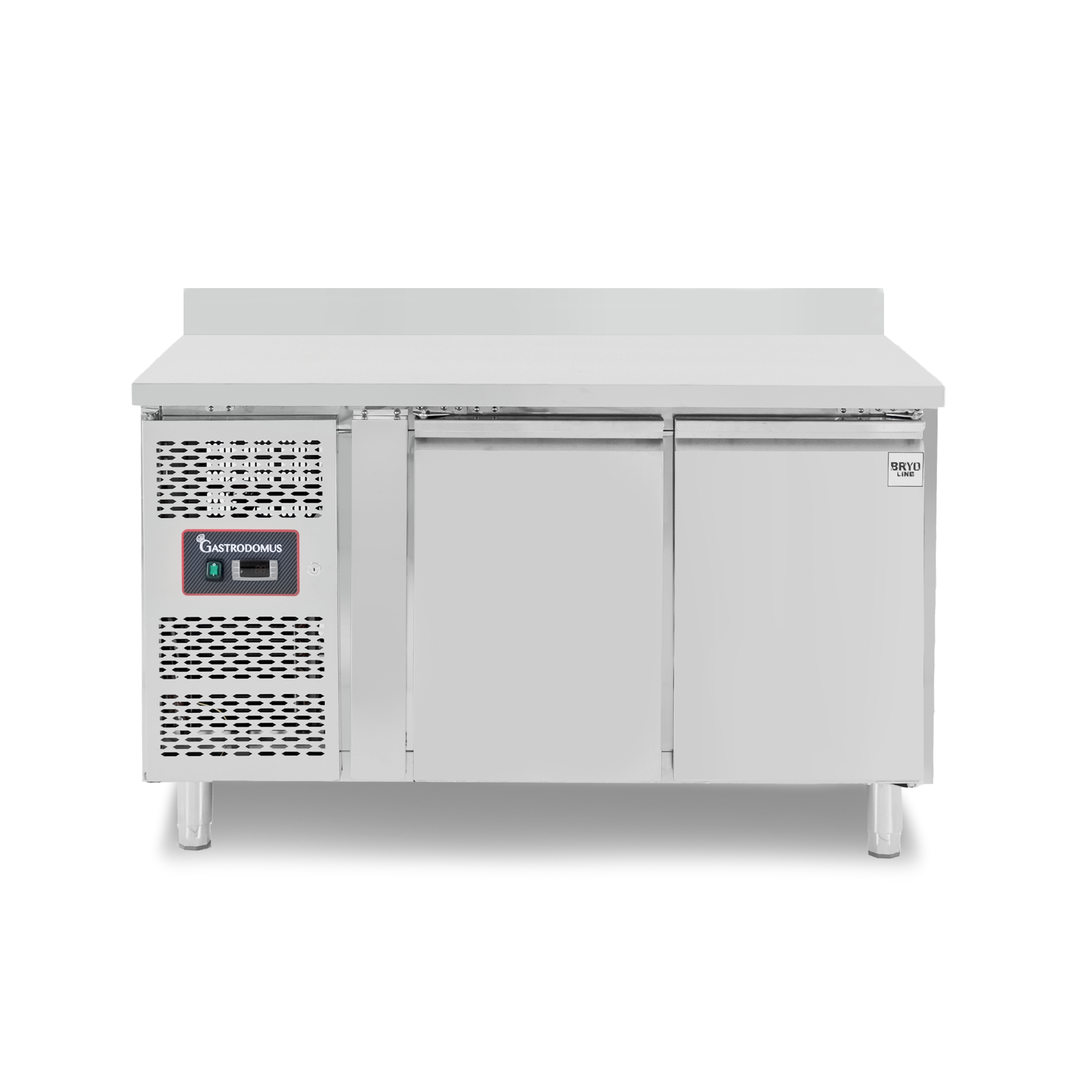 Mesa refrigerada 2 puertas, peto 700 mm de profundidad +2°C/+8°C motor a la izquierda, clase de eficiencia energética B