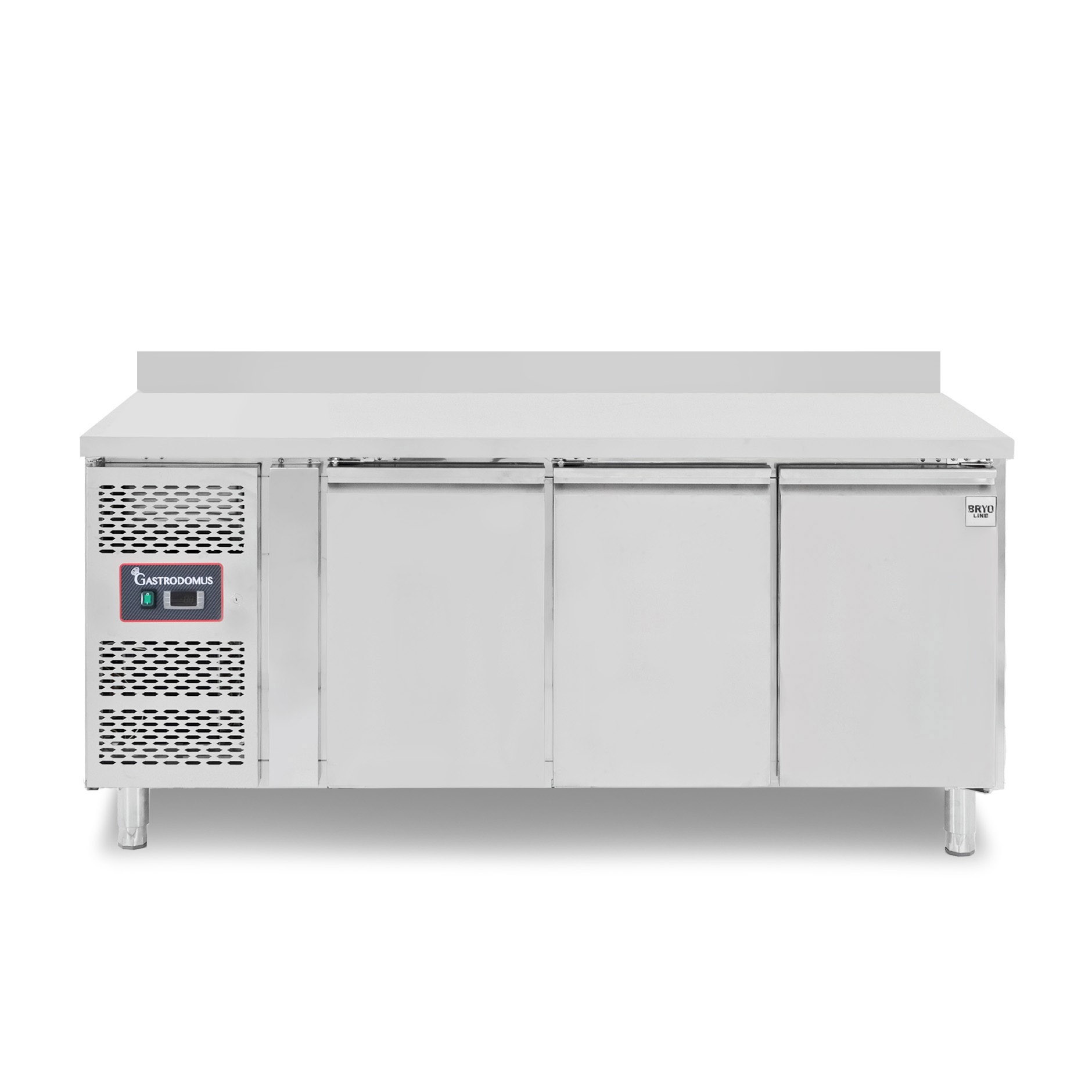 Mesa refrigerada 3 puertas, peto 700 mm de profundidad +2°C/+8°C motor a la izquierda, clase de eficiencia energética B