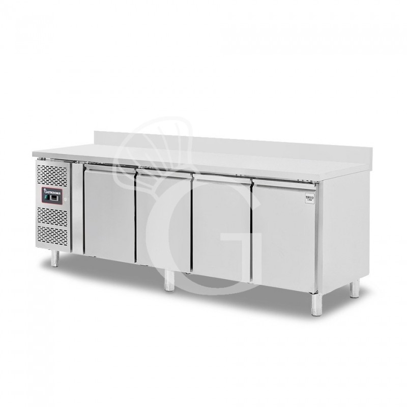 Mesa refrigerada 4 puertas, peto 600 mm de profundidad +2°C/+8°C motor a la izquierda