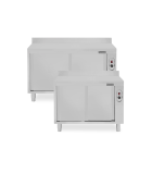 Mesa caliente con puerta y peto Prof.600