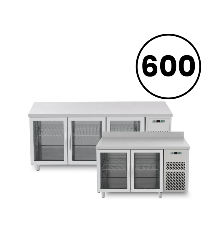 Mesas refrigeradas con puerta de vidrio Prof. 600