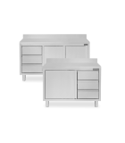 Mesa mural con puerta, cajones y peto Prof.700