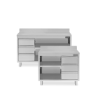 Tavolo a giorno con 3 cassetti e alzatina, Prof. 700