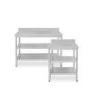 Mesa con 2 estantes y peto Prof. 600