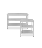 Mesas con 2 estantes inox